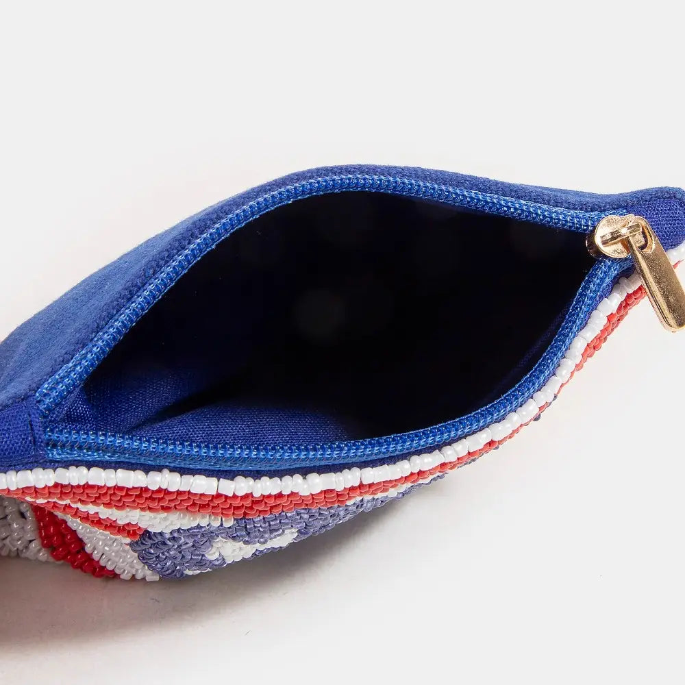 USA Heart Stars & Stripes beaded coin purse