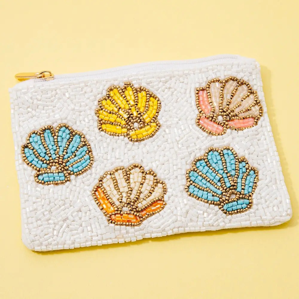 Colorful Seashells beaded coin purse