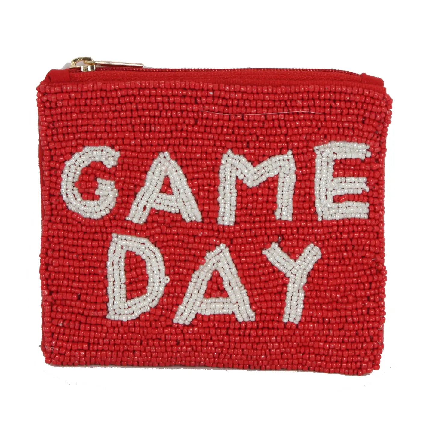 Red Game Day beaded coin purse