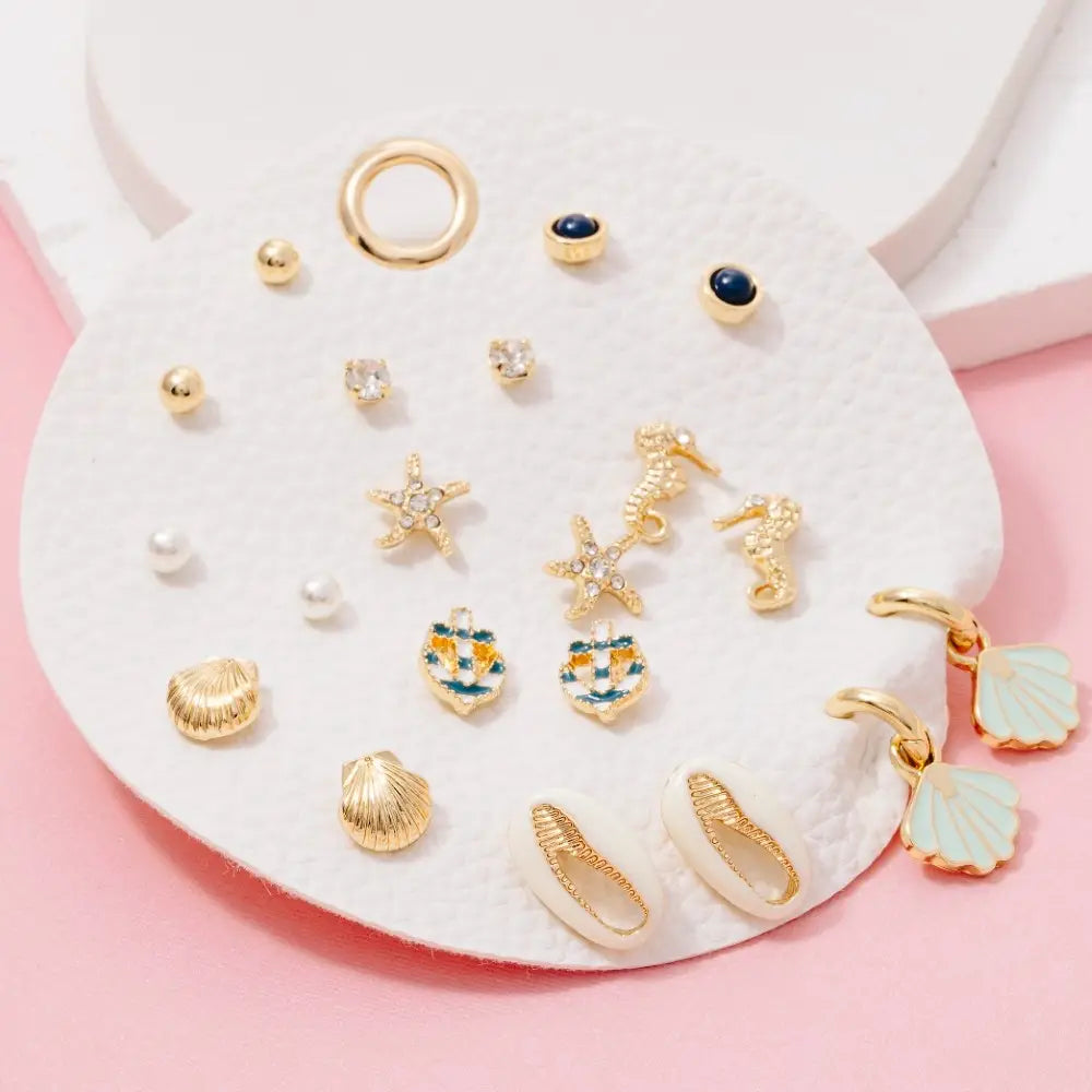 Mixed Sea Life Stud Earrings Set