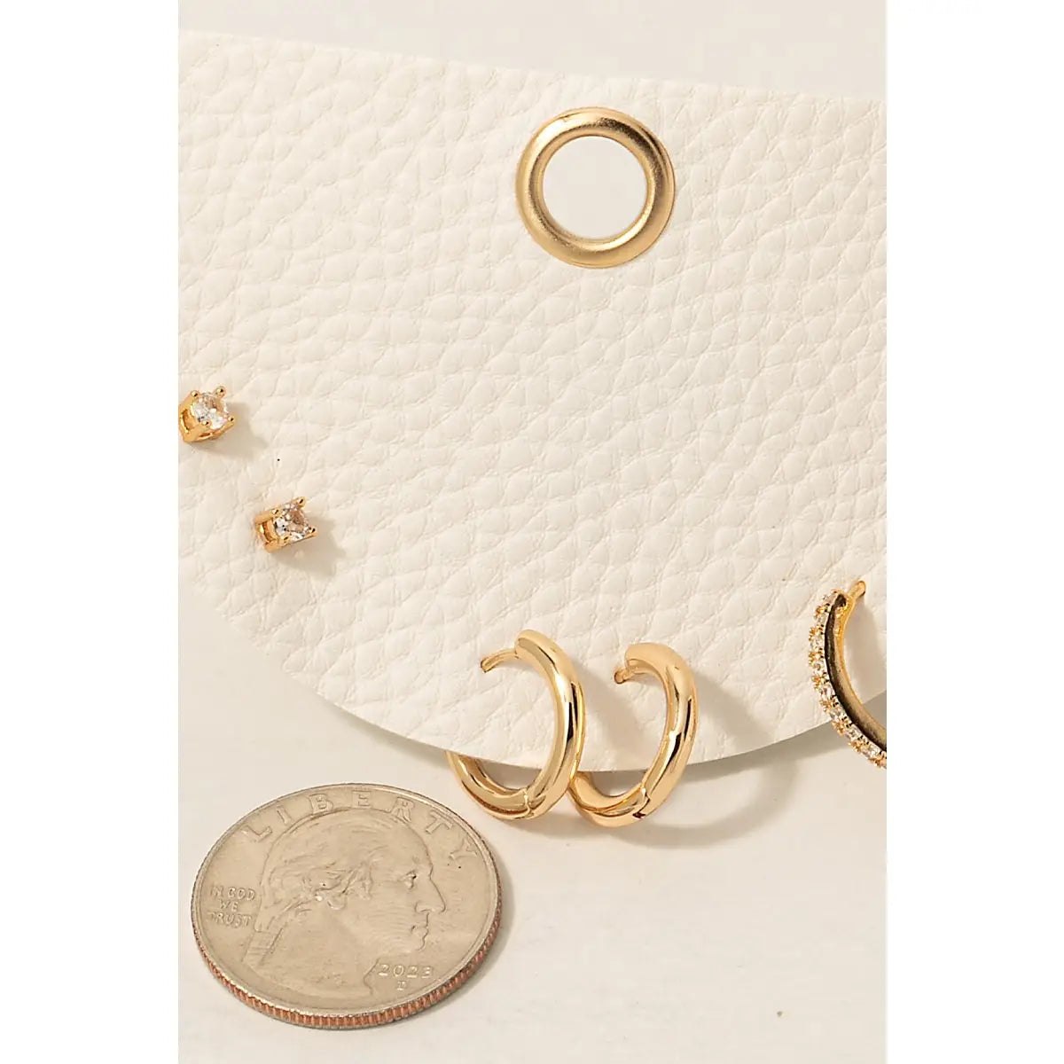 Mixed Cz Studded Hoop and Stud Earrings Set