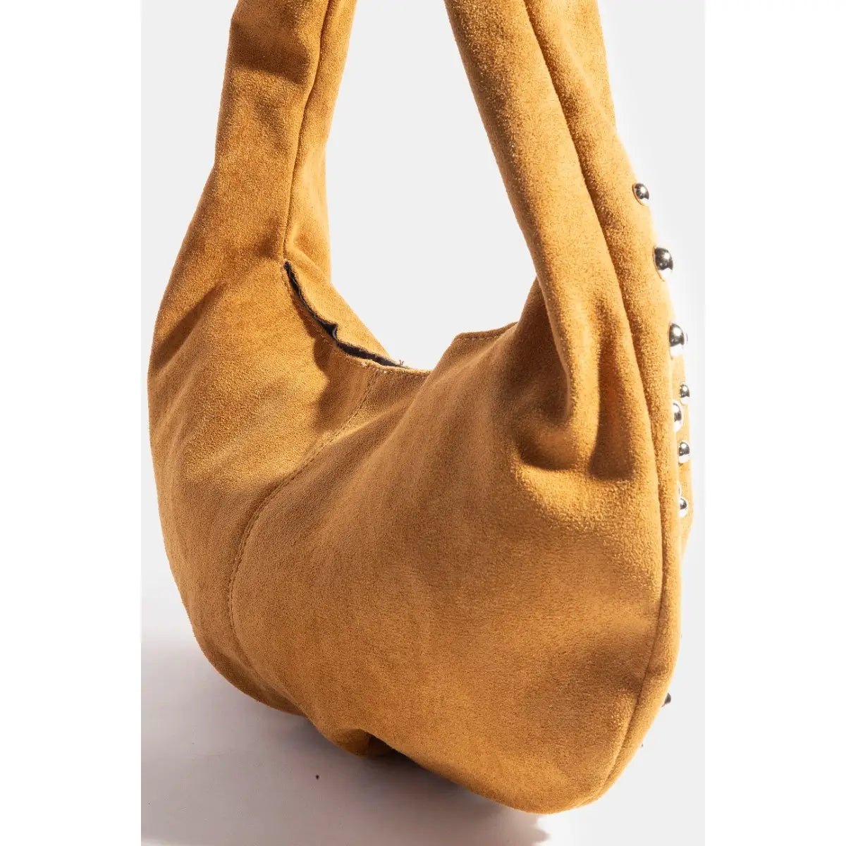 Millie Metallic Studded Faux Suede Hand Bag