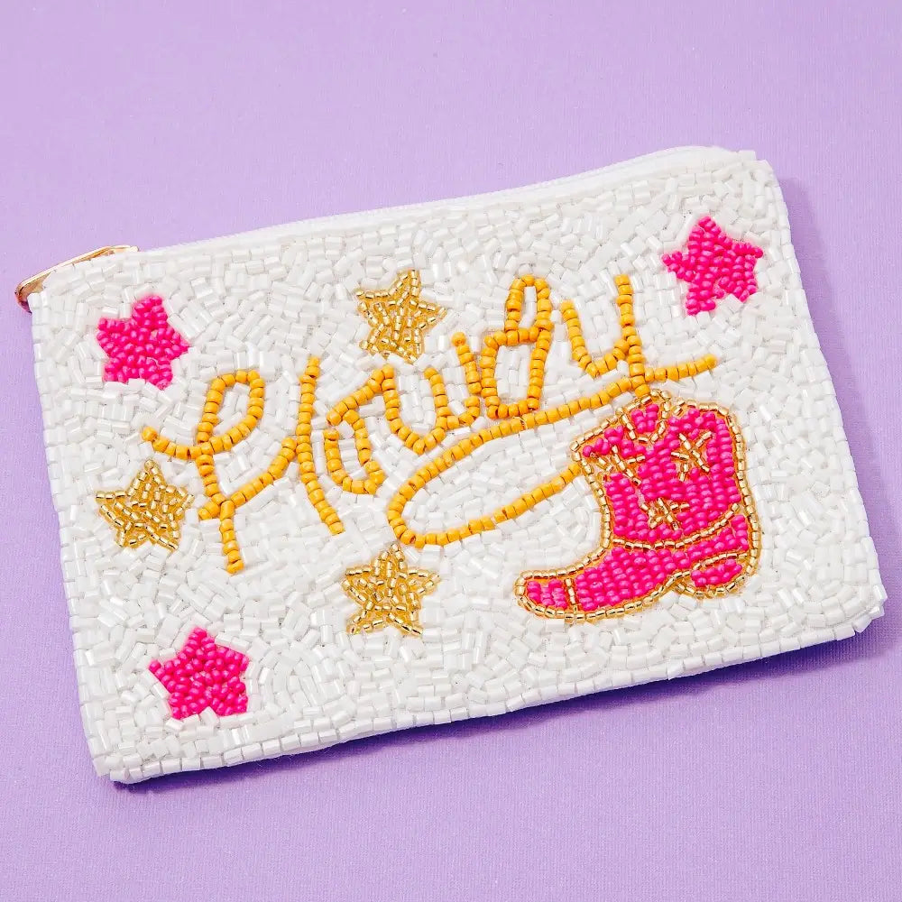 Howdy beaded coin purse