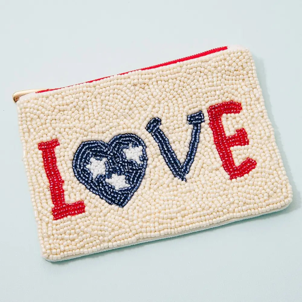 USA Love beaded coin purse