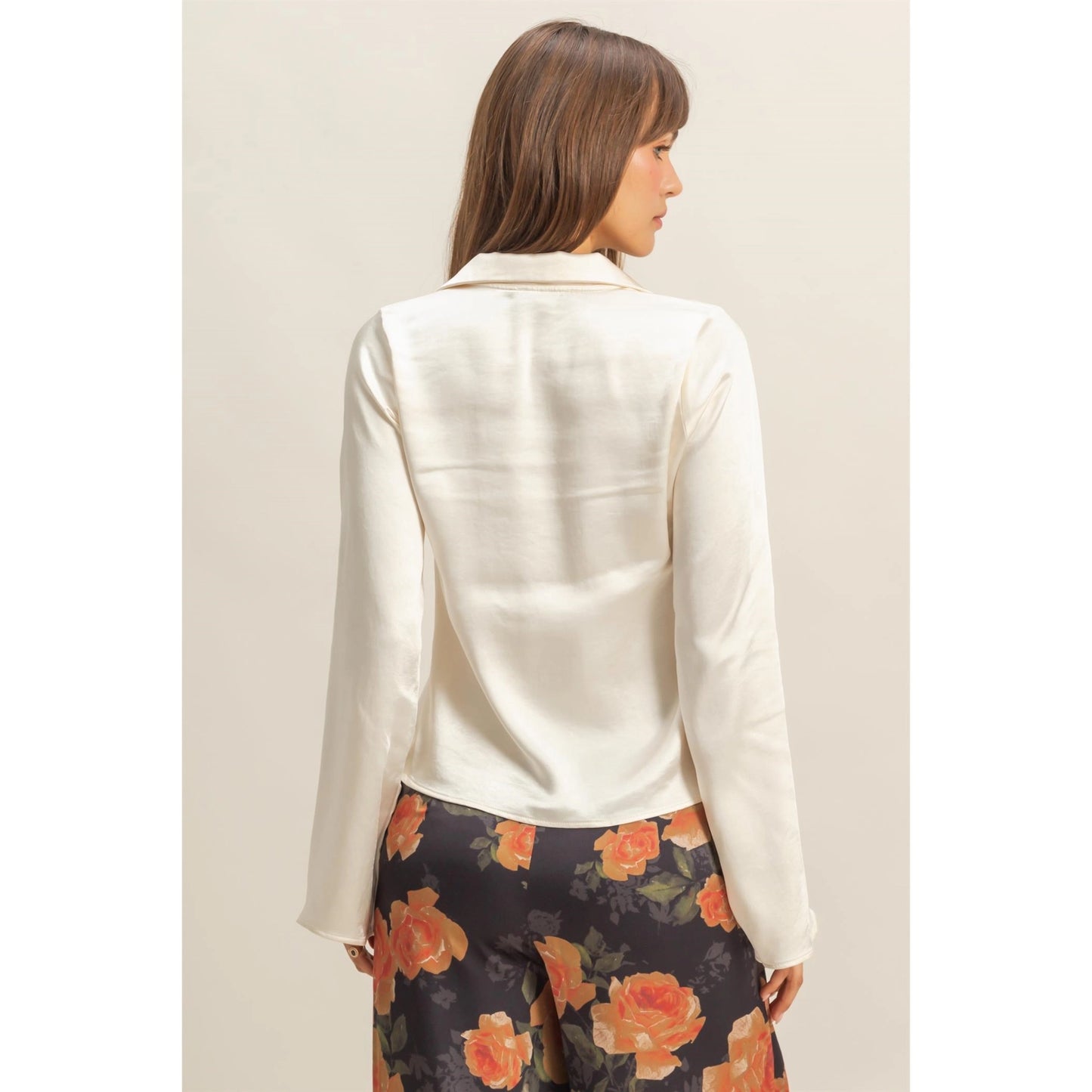 Chic Satin Tie-Front Blouse