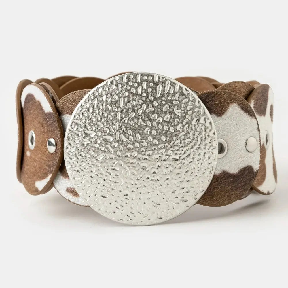 Faux Cowhide Boho Disc Belt