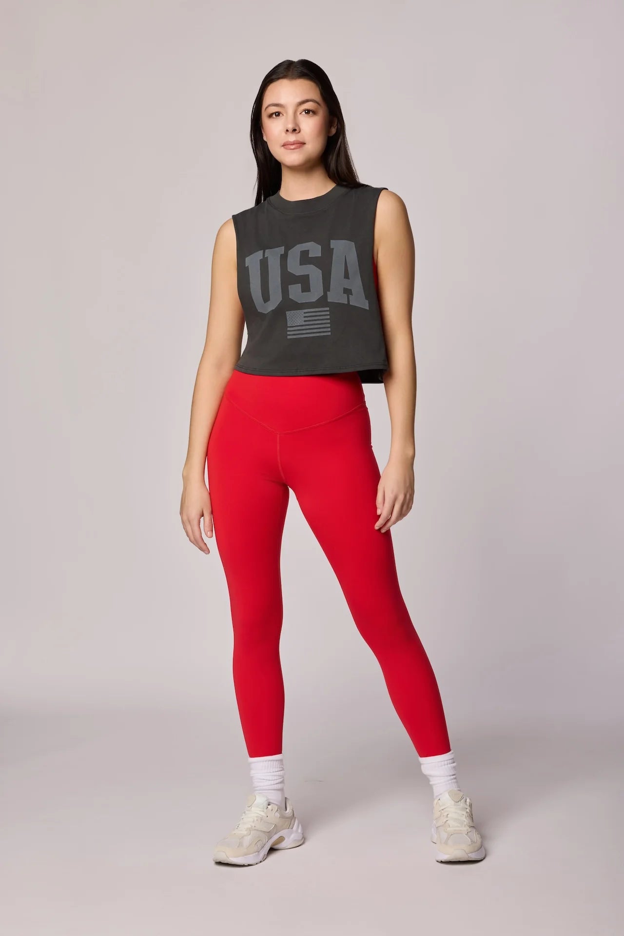 USA Crop Tank - Washed Black