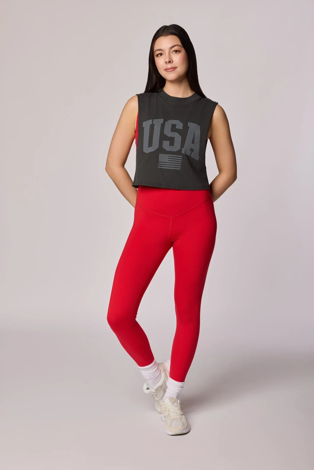 USA Crop Tank - Washed Black