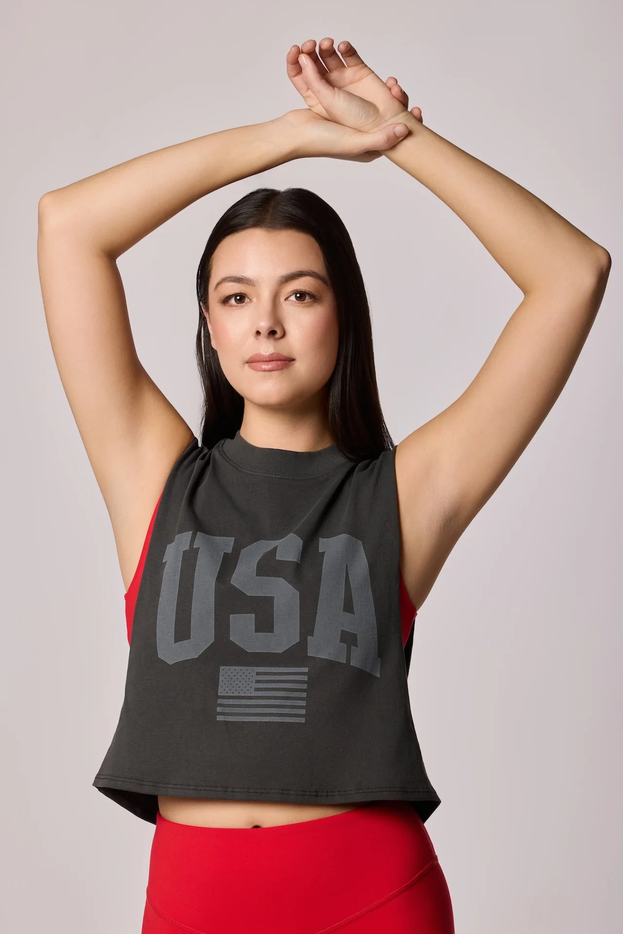 USA Crop Tank - Washed Black