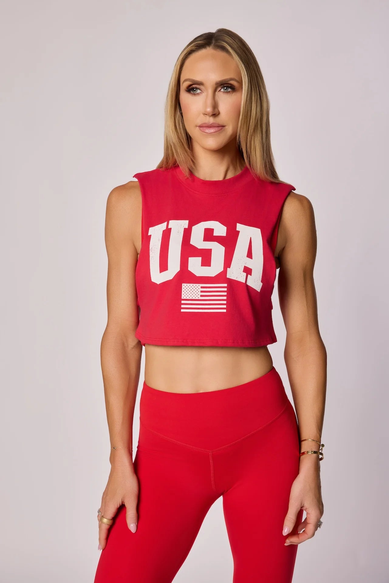 USA Crop Tank - MAGA Red