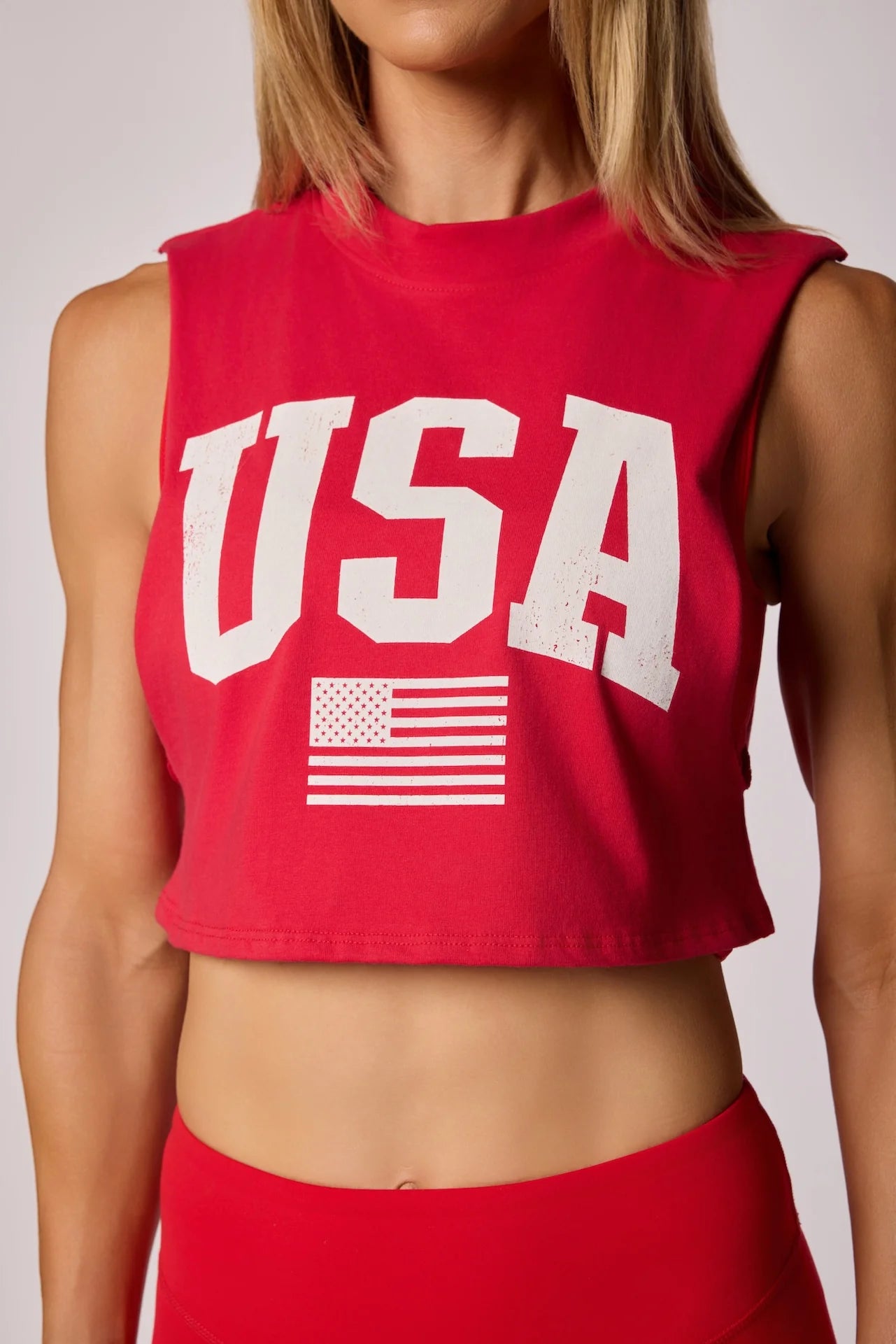 USA Crop Tank - MAGA Red