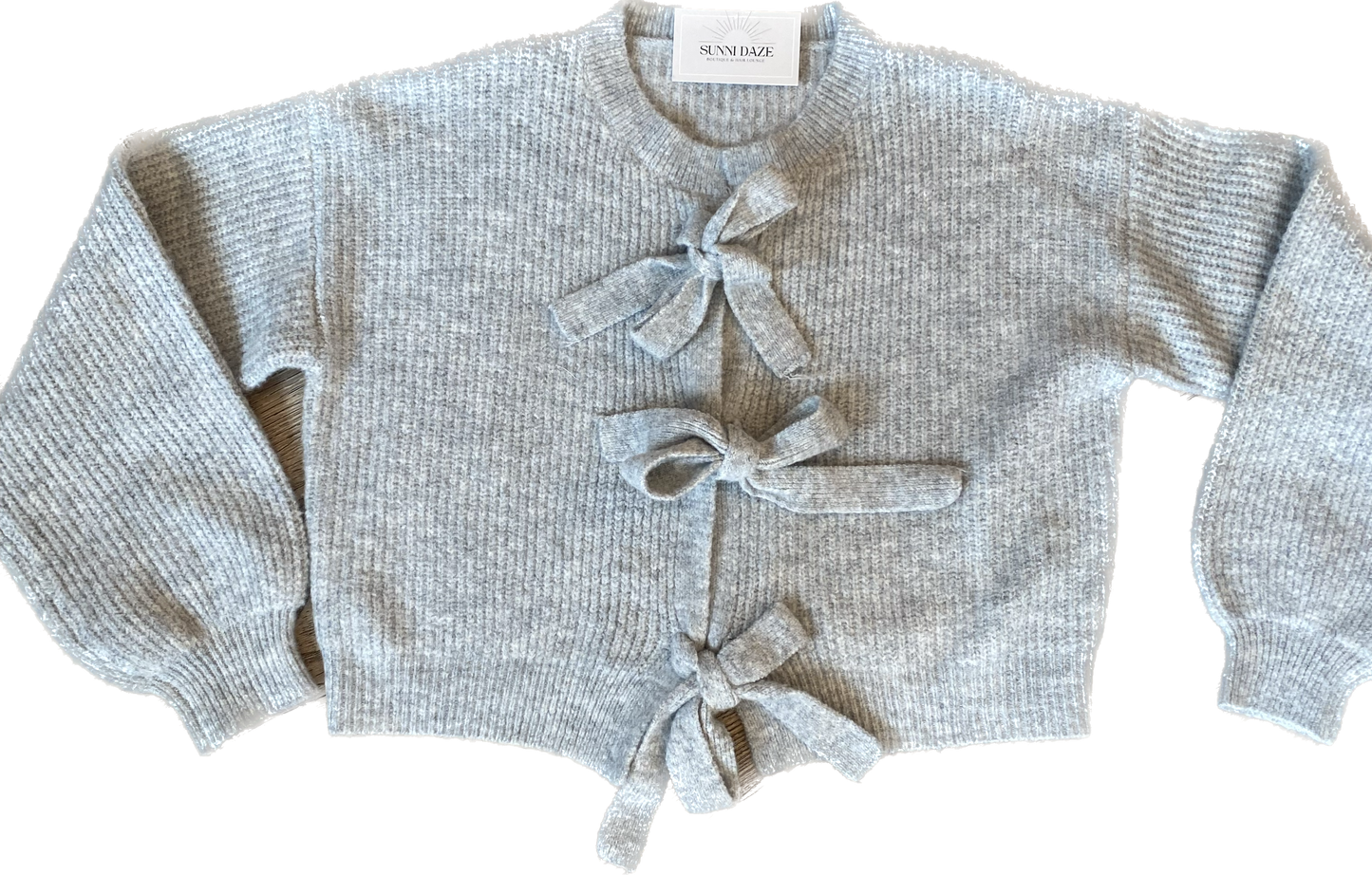 Gray Dreamers Bow Cardigan