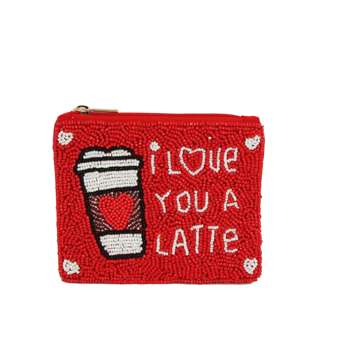 I love you a latte beaded coin purse