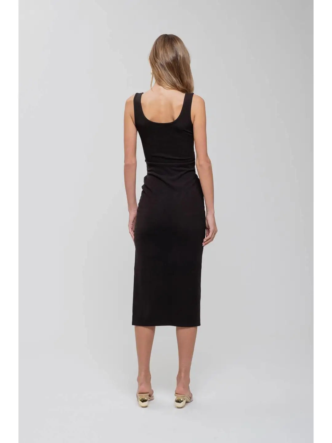 Black Midi Tie Dress