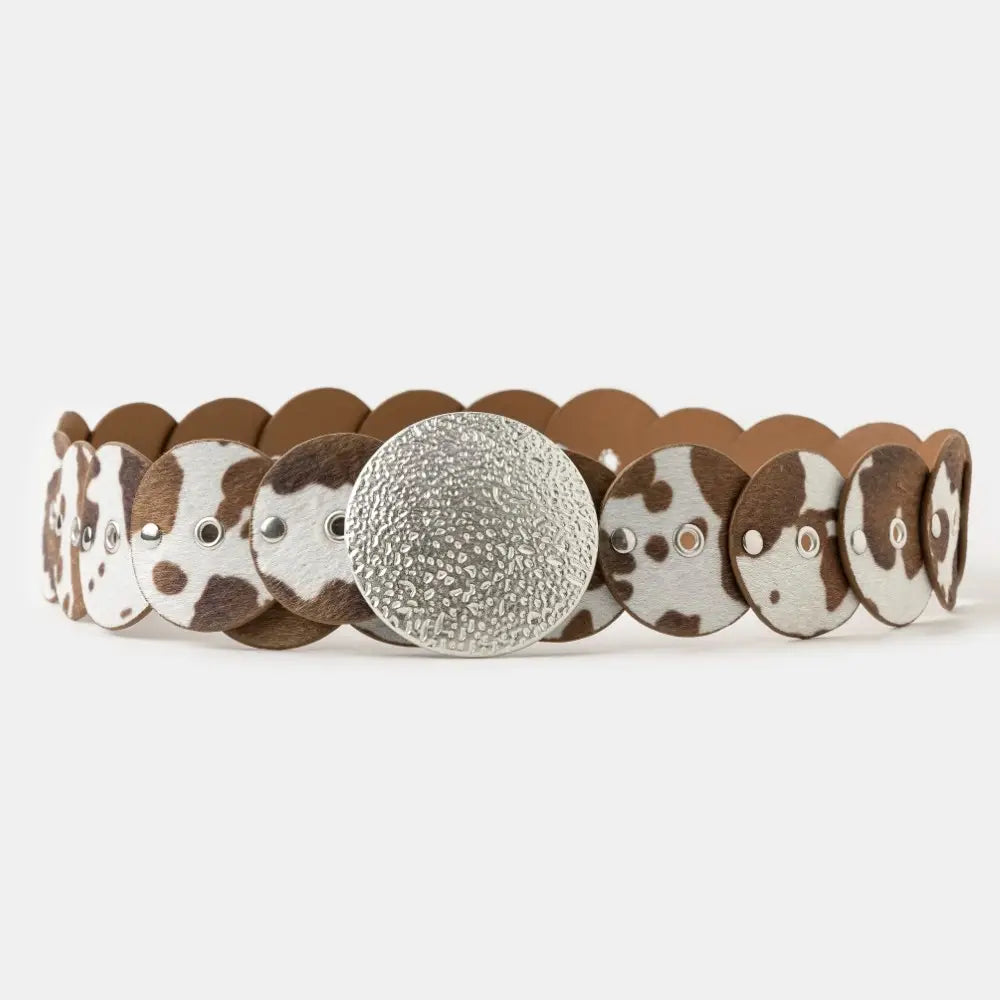 Faux Cowhide Boho Disc Belt
