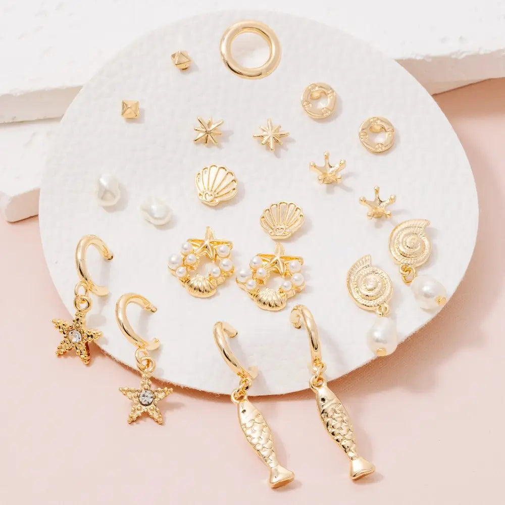 Assorted Sea Life 10 Pair Stud Earrings Set