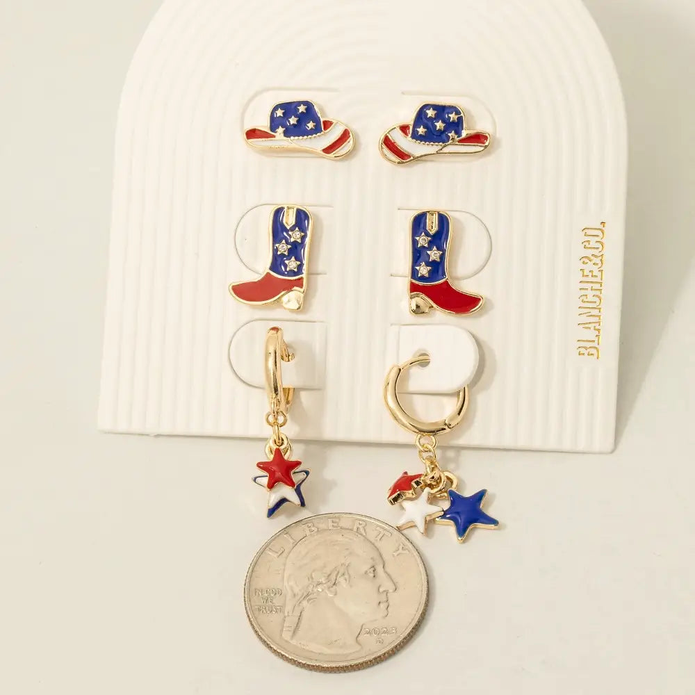 USA Western Earrings Set