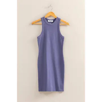 Acid Washed Ribbed Mini Dress