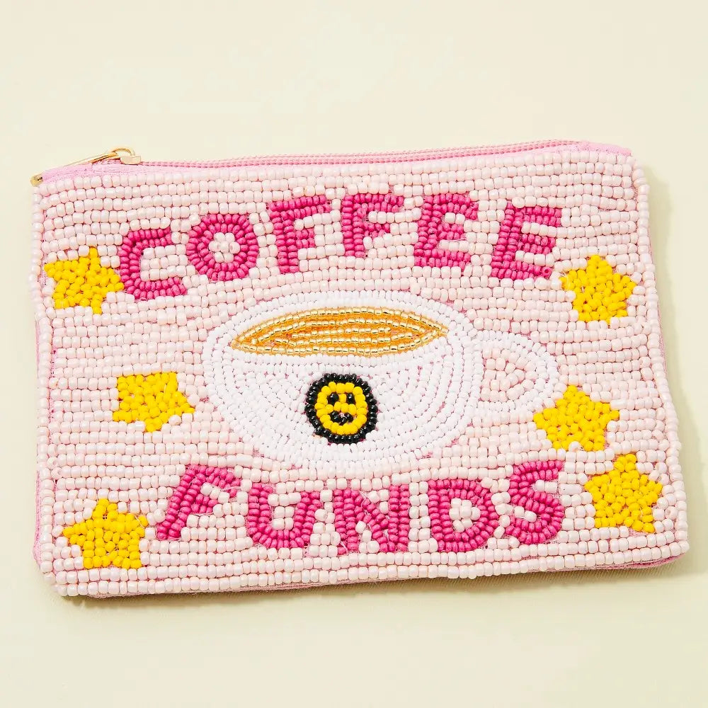Coffee Funds beaded coin purse