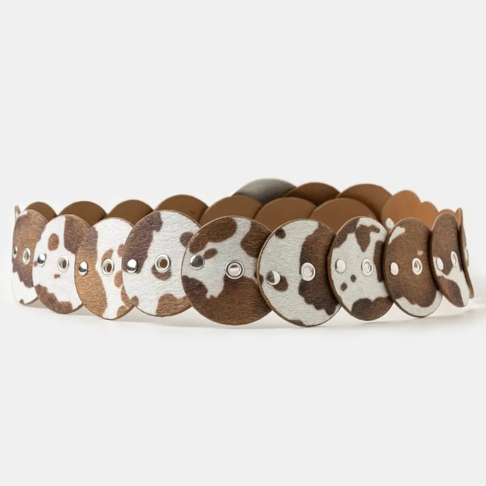 Faux Cowhide Boho Disc Belt