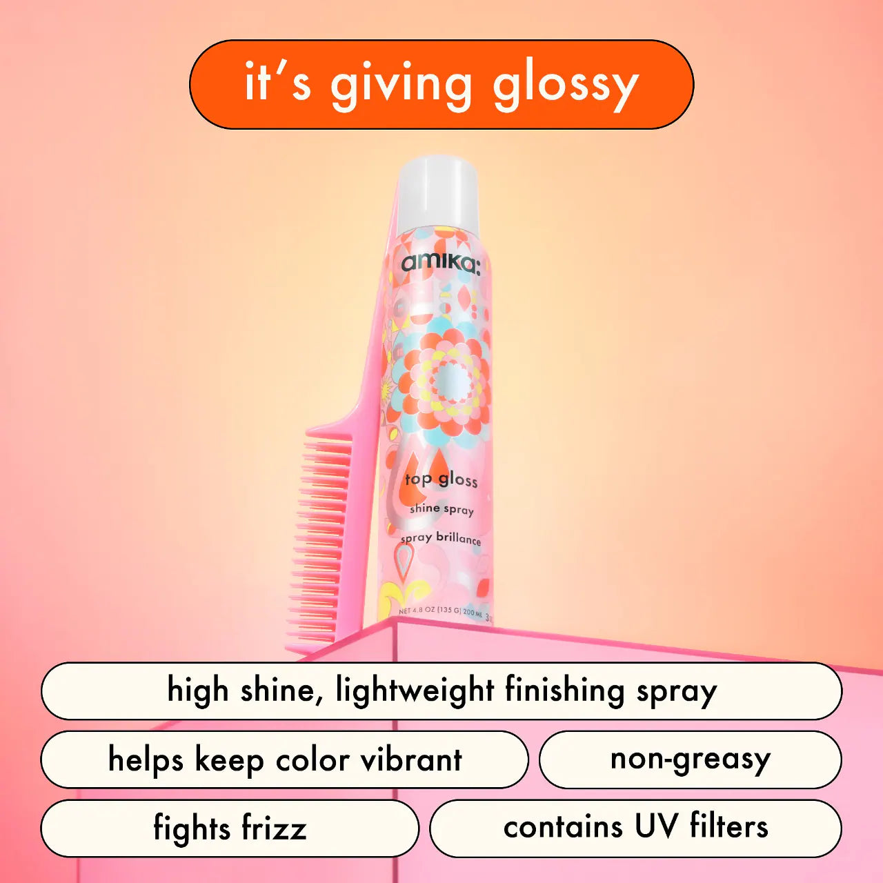 top gloss hair shine spray 4.8 oz / 200 ml - amika