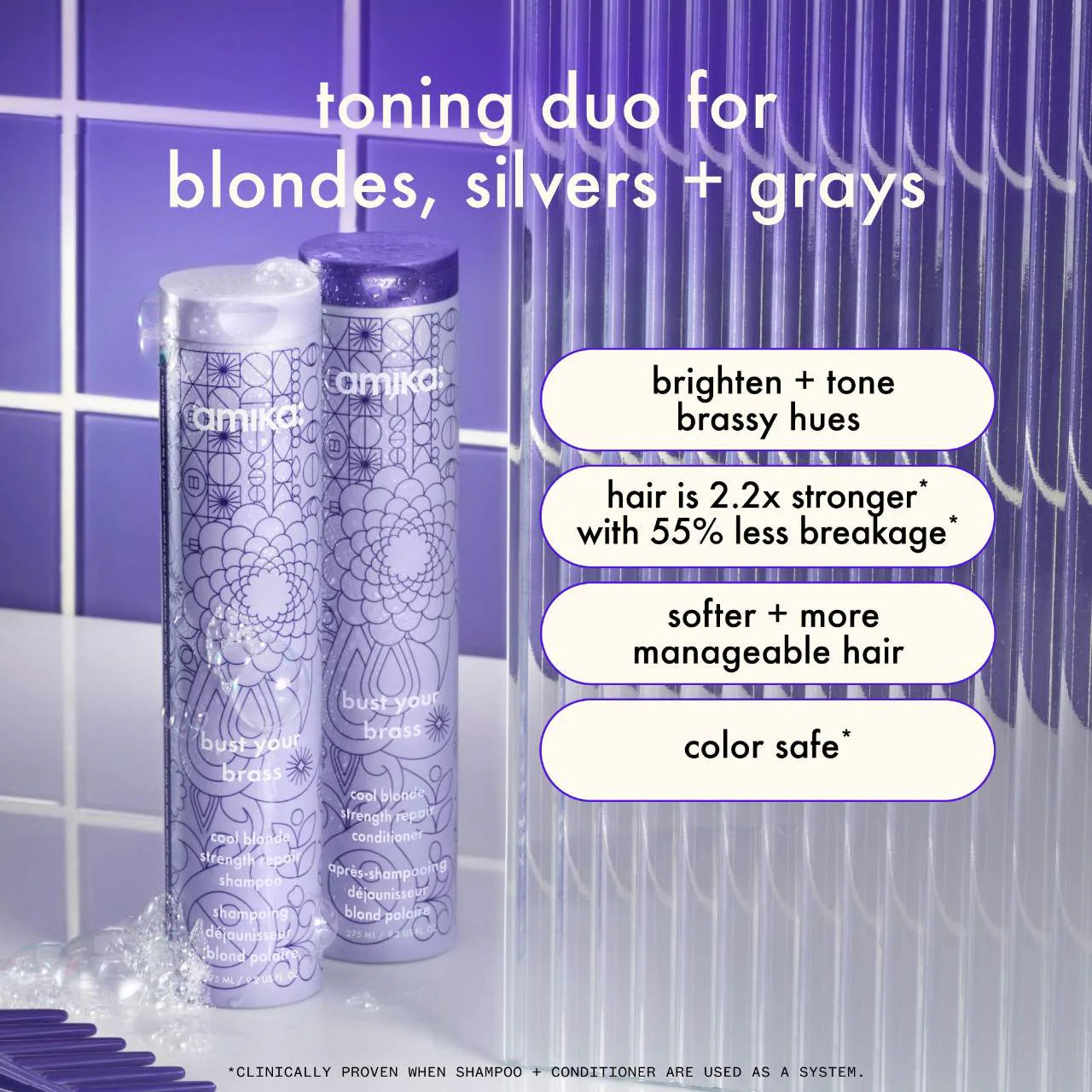 bust your brass cool blonde strength repair conditioner 9.2 oz / 275 ml - amika