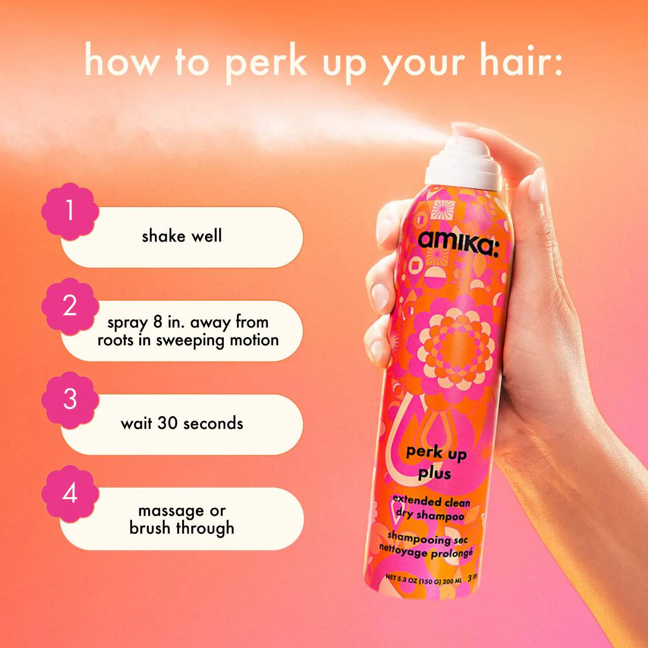 perk up plus extended clean dry shampoo 5.3 oz / 200 ml - amika