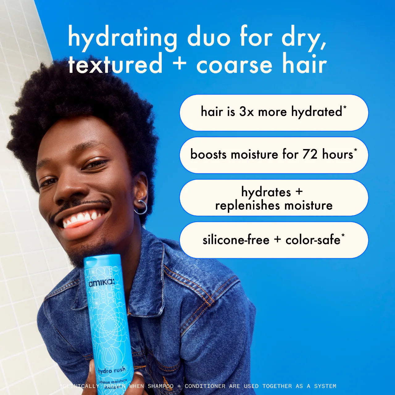 hydro rush intense moisture conditioner for dry hair 9.2 oz / 275 ml - amika