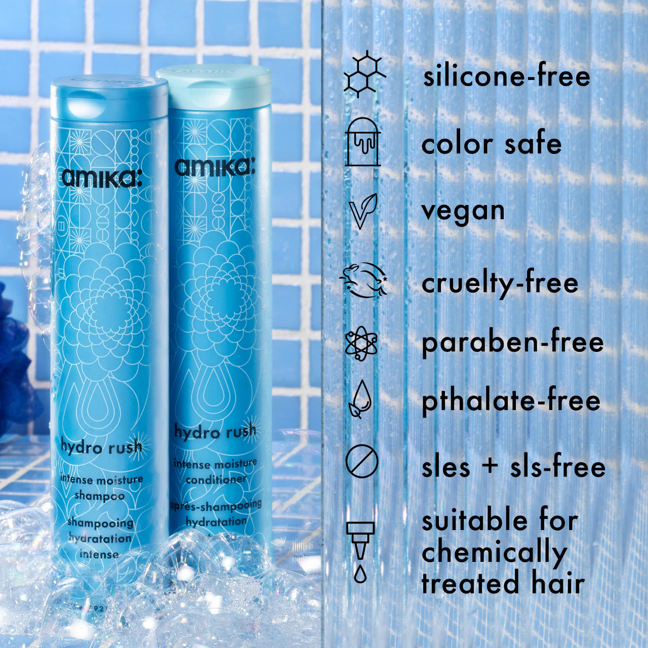 hydro rush intense moisture conditioner for dry hair 9.2 oz / 275 ml - amika