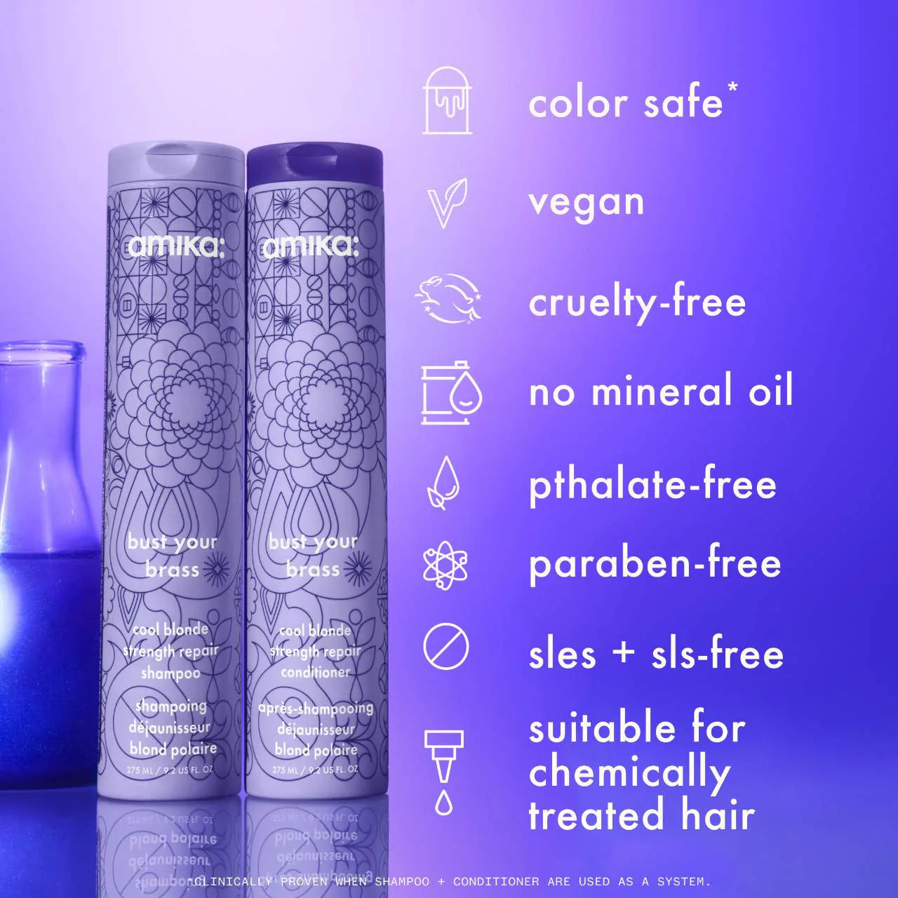 bust your brass cool blonde strength repair shampoo 9.2 oz / 275 ml - amika
