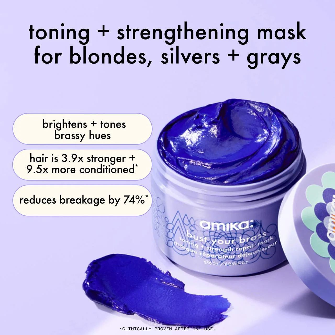 bust your brass toning + strength repair mask 3.38 oz / 100 ml - amika