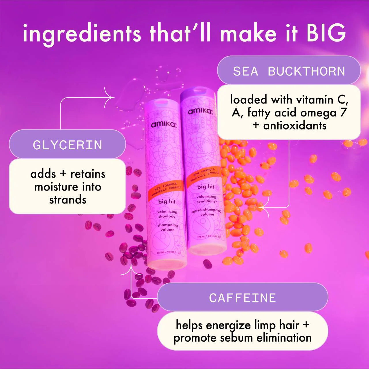 big hit volumizing shampoo 9.2 oz / 275 ml - amika