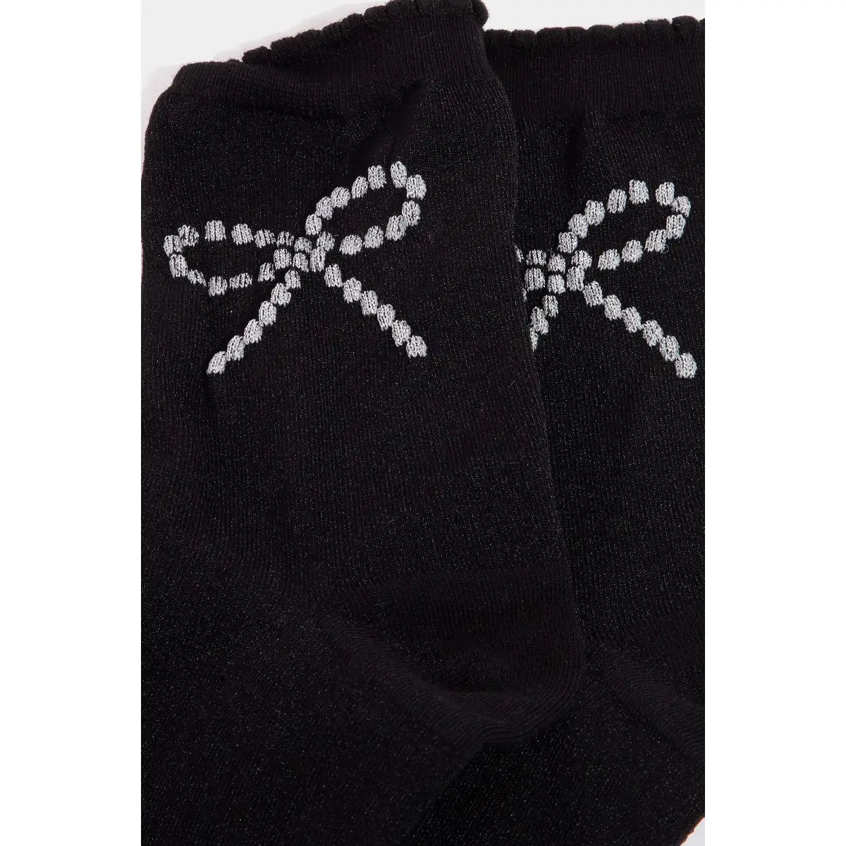 Silver Ribbon Embroidered Socks