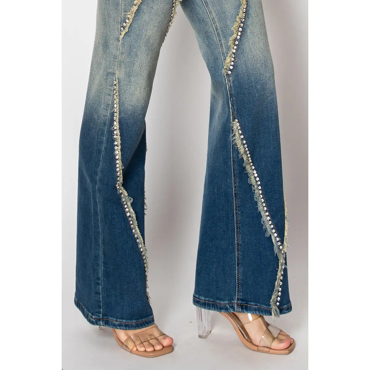 Embellished Acid Wash Pants