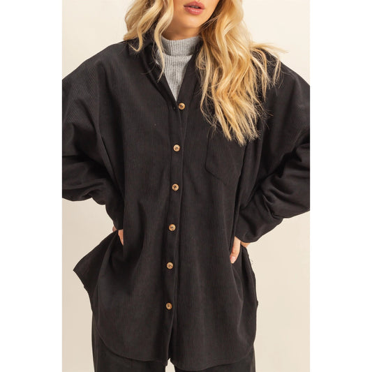 Casual Oversized Button Down Corduroy Shirt