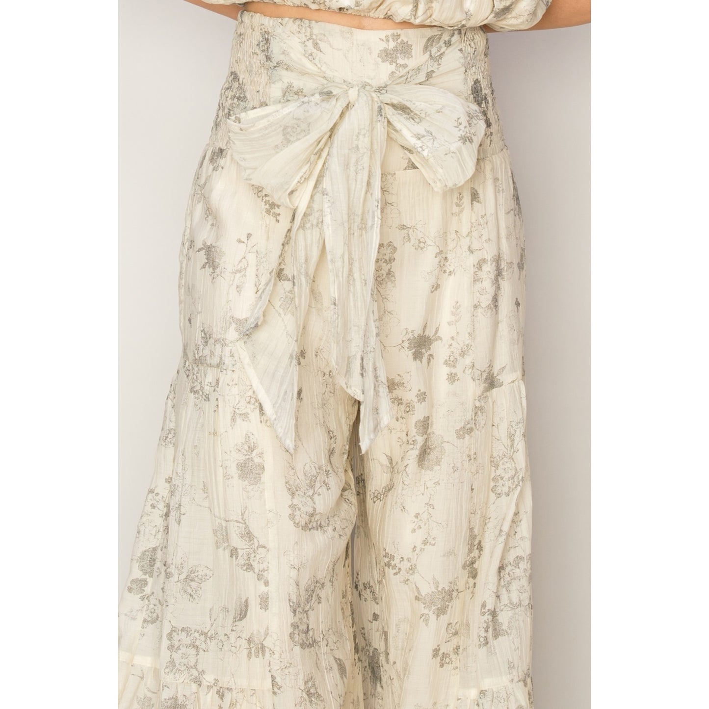 Floral Print Tiered Palazzo Pants