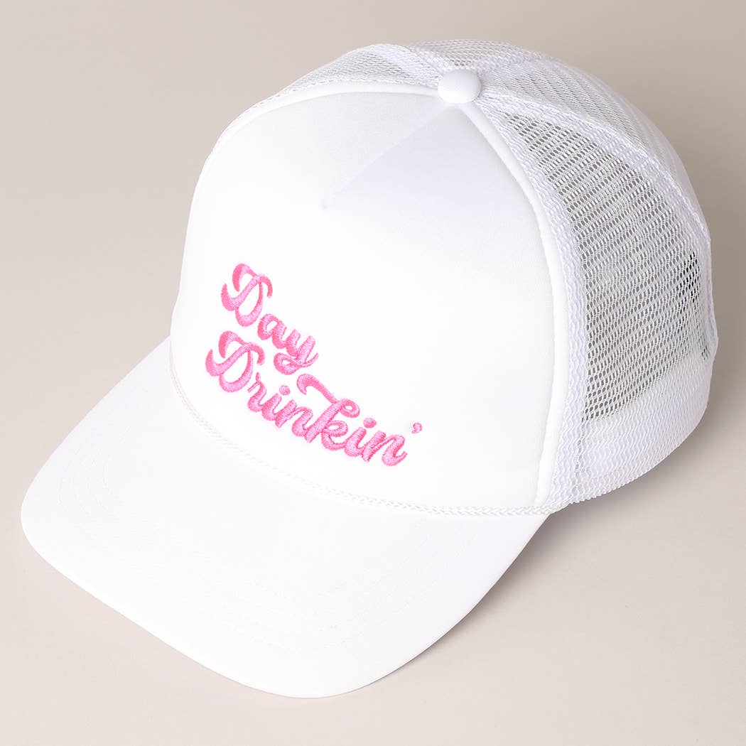 Day Drinkin Embroidery Mesh Back Trucker Hat