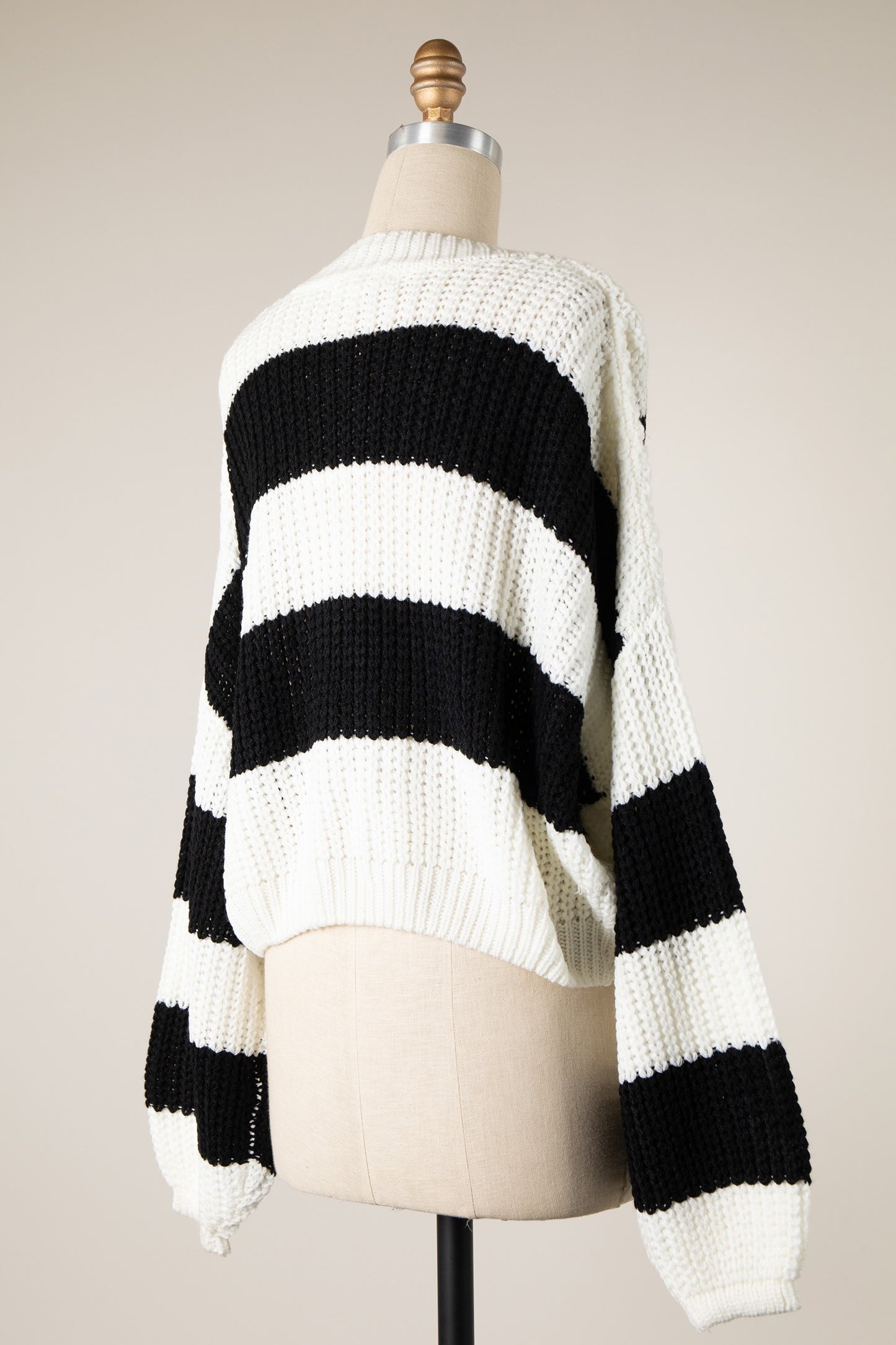 striped cable knit cropped cardigan