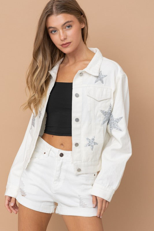 Rhinestone Stars Denim Jacket