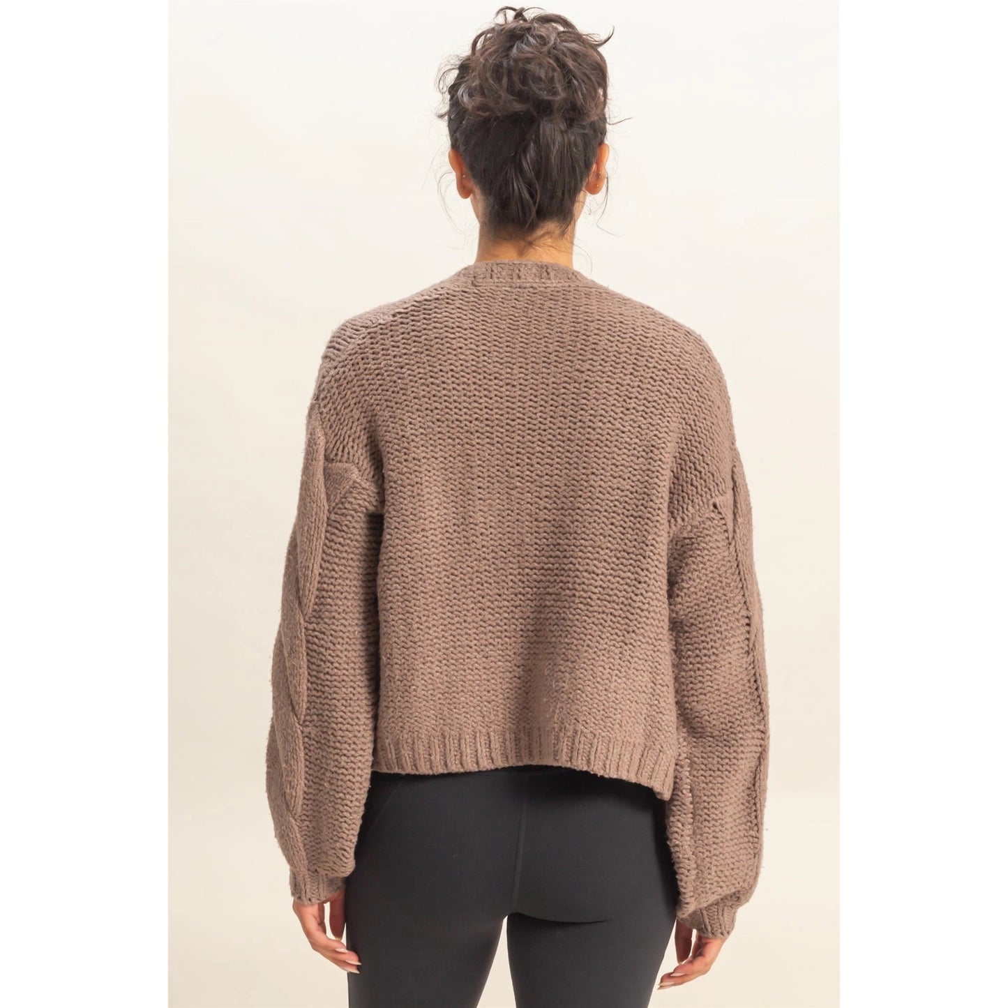 Oversized Cable Knit Open Front Cardigan Sweater