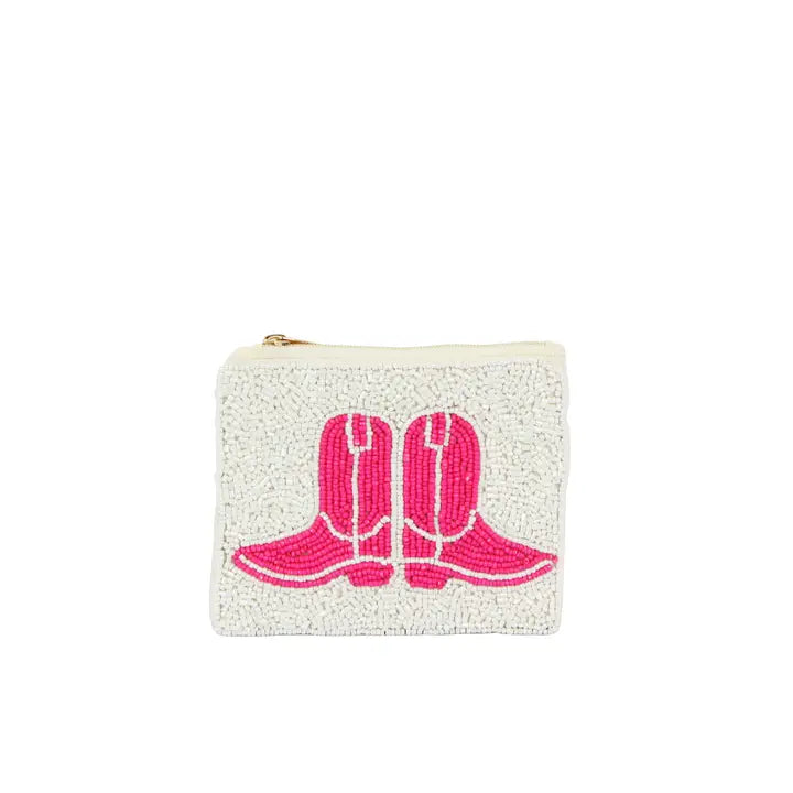 Pink Cowboy Boots beaded coin purses