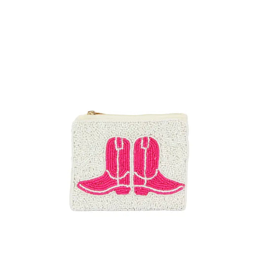 Pink Cowboy Boots beaded coin purses