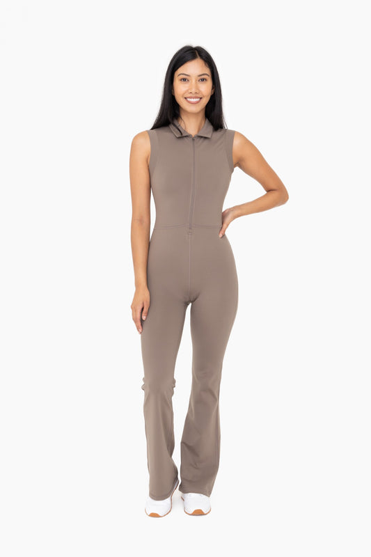 Venice retro half zip flared jumpsuit