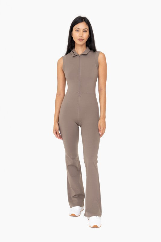 Venice retro half zip flared jumpsuit