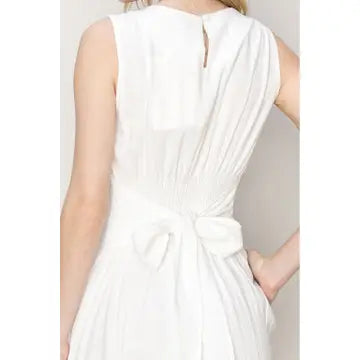 Linen Blended Tie Waist Dress