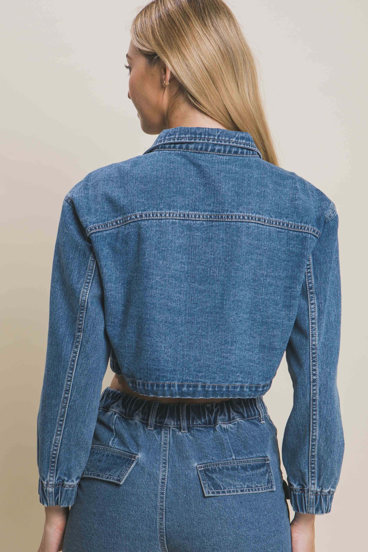 Crop Cinch Denim Jacket
