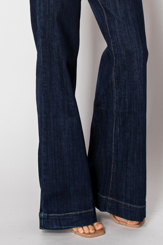 Wide Leg Dark Blue Denim Jeans