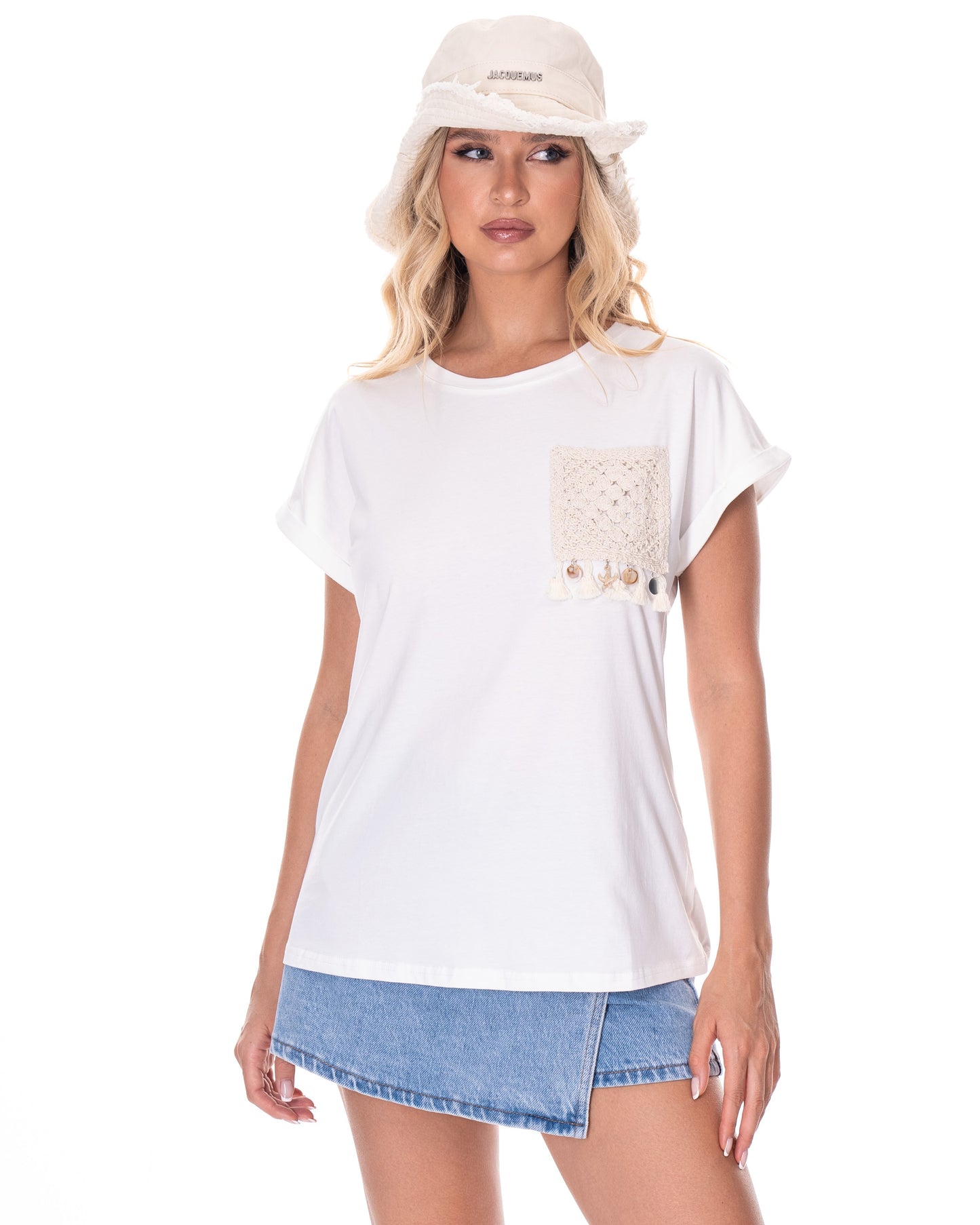 Crochet Pocket Patch T-Shirt