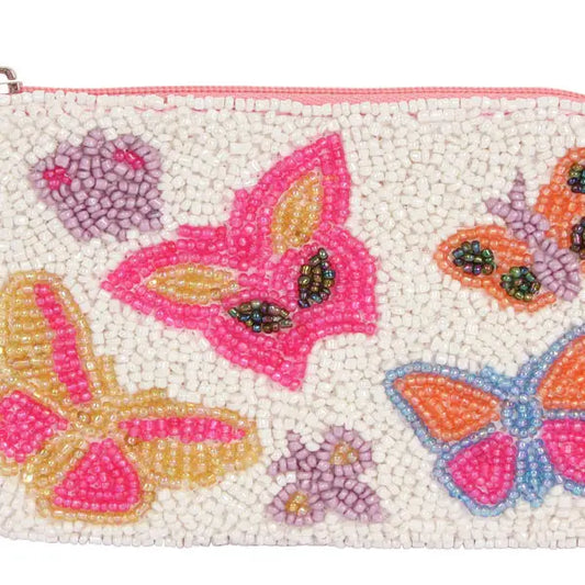 Butterfly beaded coin purse