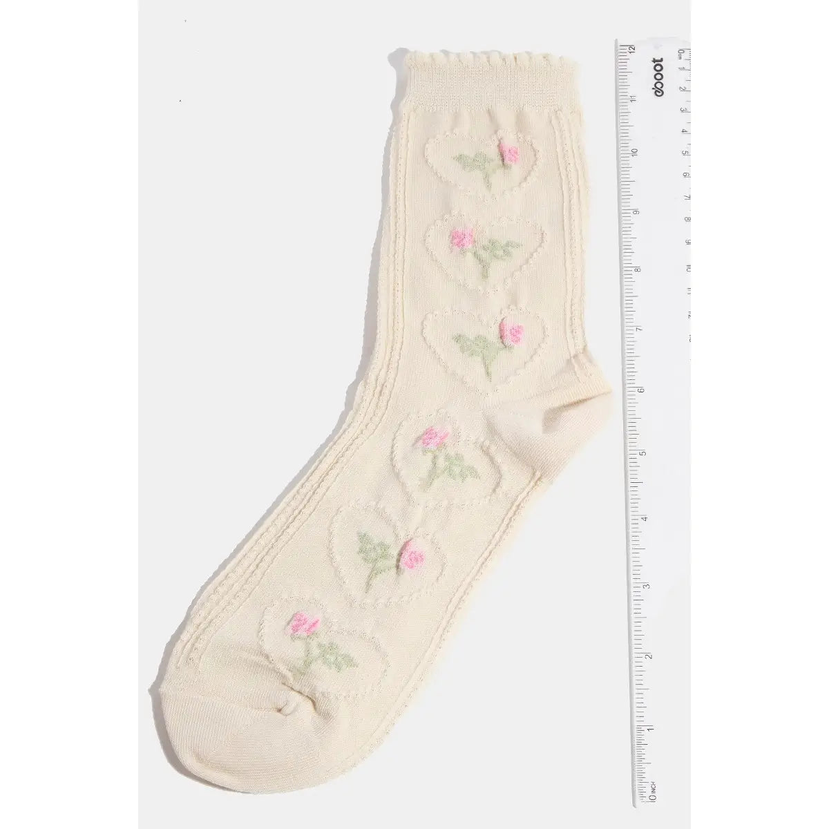 Heart Halo Flower Embroidered Socks